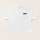 A white short-sleeve t-shirt with a black 'BLADESOR' logo printed on the left chest, displayed flat against a light beige background.