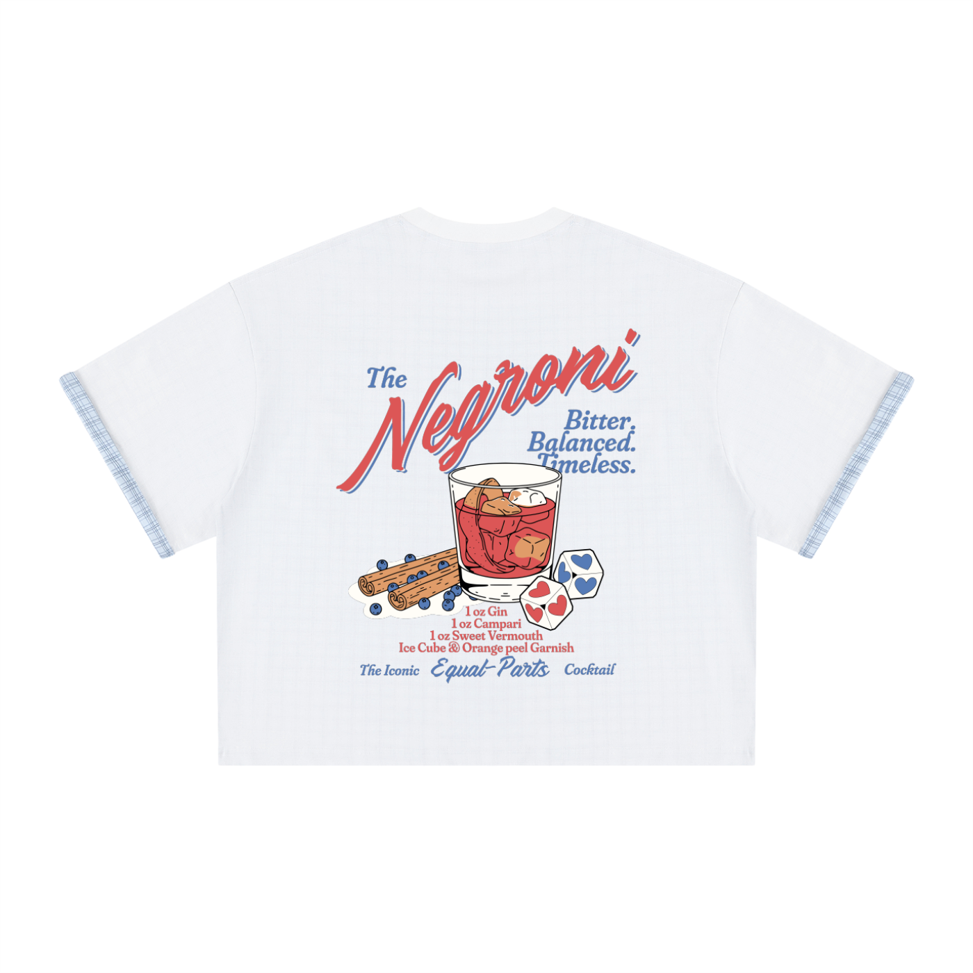 BLUSORE® NEGRONI Plaid-Lined Double-Face Boxy Tee